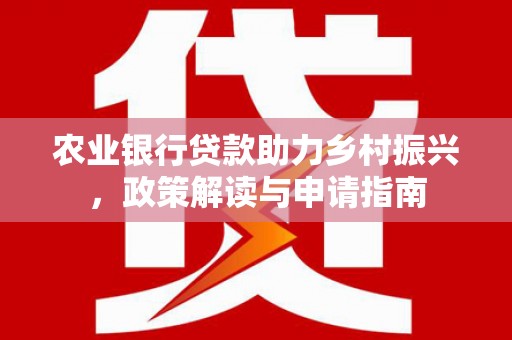 长海农业银行贷款助力乡村振兴，政策解读与申请指南
